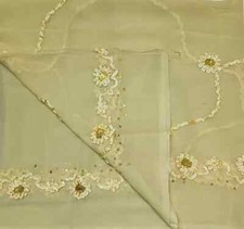 Lemon Yellow Vintage Dupatta Georgette Embroidered Long Stole Wrap scarf Hijab