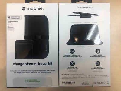 Mophie Qi Wireless Charging Pad Travel Kit w/ Car Wall Adapters