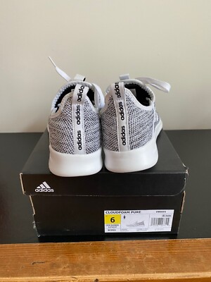 Women's adidas Cloudfoam PURE Running Shoe Sneaker Size 6 White Grey DB0695