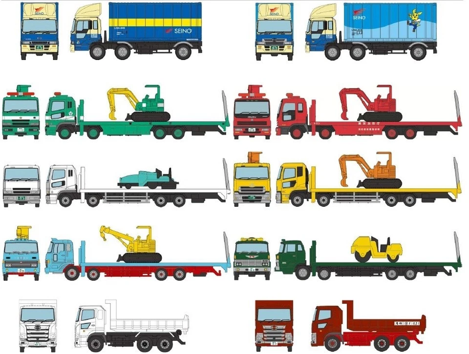 TOMYTEC 1/150 THE TRUCK COLLECTION #12,  GREEN TRAILER WITH EXCAVATOR VEHICLE! - Image 2 of 4