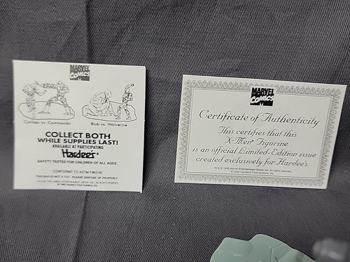 1995 Cyclops VS Commando X-Men action figure Marvel Comics con certificato di autenticità Hardees - Foto 2 di 3