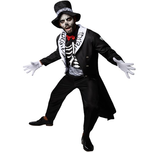 Costume Uomo Gentleman Scheletro Giorno dei Morti Vestito Carnevale  Halloween nu | eBay