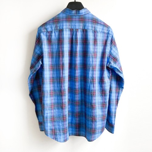 J McLaughlin Linen & Cotton Shirt Mens sz M Blue Plaid Button Down Casual Preppy - Picture 2 of 8