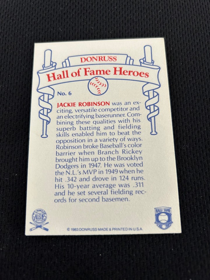 JACKIE ROBINSON "HALL OF FAME HEROES DONRUSS 1983 BROOKLYN DODGERS