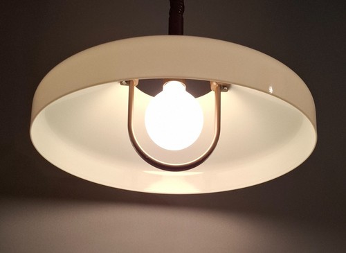 Alte ARO Lampe Pendellampe Mid Century Kunststoff weiß braun 70iger - Bild 6 von 19
