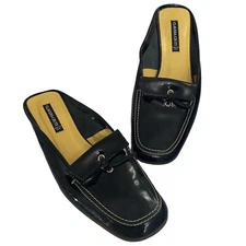 Claudia Ciuti Mule 7.5 Black w/ Bow Patent Leather Italy