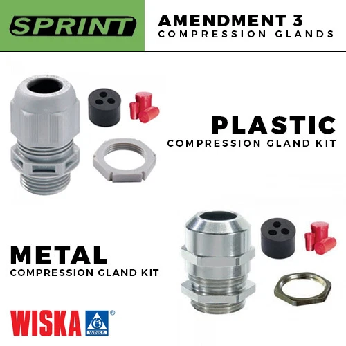 WISKA SPRINT AMENDMENT 3 COMPRESSION GLANDS FOR METER TAILS PLASTIC / METAL NEW