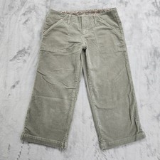 Vintage OP Pants Womens 5 Juniors Green Corduroy Mid Rise Corduroy Capri Beach