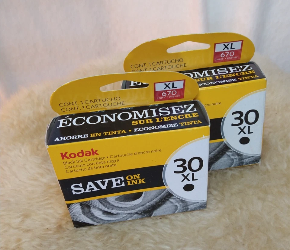 KODAK 30 XL INK CARTRIGES FOR INKJET PRINTER 2 BLACK GENUINE KODAK NEW SEALED - Image 2 of 4