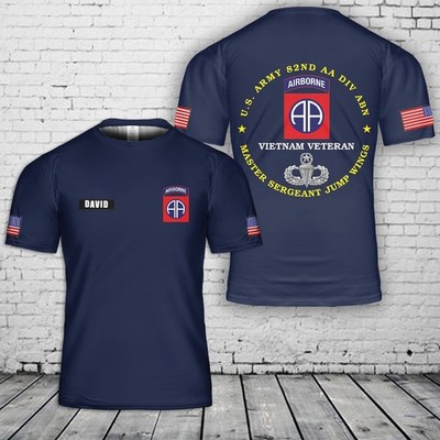Custom Name US Army 82nd Division Airborne Vietnam Veteran Master 3D Shirt S-5XL