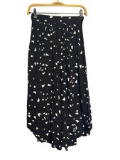 Maeve Anthropologie Black White Heart Print Midi Skirt XXS