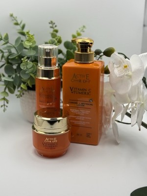 Active Caviar Drip Vitamin C + Turmeric Lotion Serum & Face Cream 3 In 1 Set