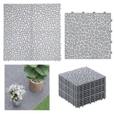 Cobblestone Floor Look Tiles Effect 4pcs Interlock Garden Outdoor Weatherproof