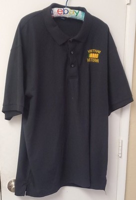  Port Authority Black Polo Shirt Men s 3XL Vietnam Veteran Embroidered Logo