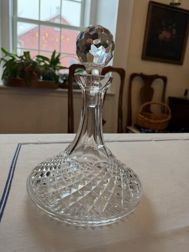 Waterford Alana Ships Crystal Decanter and Stopper 10.25" x 7.5" VTG EUC