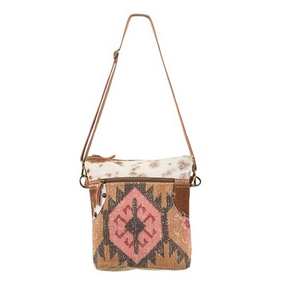 KB OHLAY KB146 Cross Body Upcycled Wool Upcycled Canvas Hair-On Genuine Leather