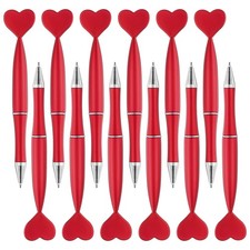 12 Pcs Heart Ballpoint Pens, Cute Twist Pen Black Ink, Red