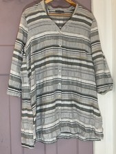 Sahara Loose Shirt Blouse Tunic Size L Silver Grey Linen Viscose