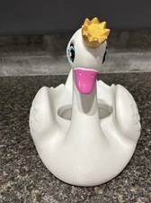 PRINCESS SWAN w/CROWN & CUP HOLDER BATH POOL TOY 8" SUMMER VACATION FUN FLOAT