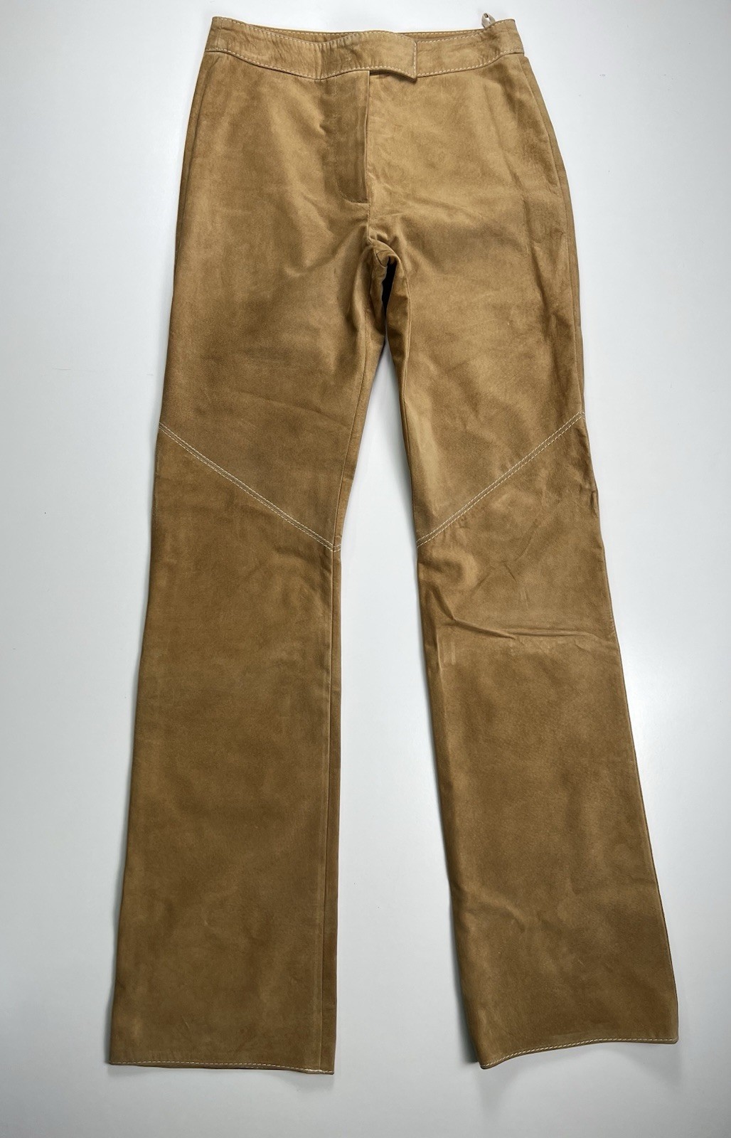 Conbipel Suede Leather Pants Women IT 42 M Beige Brown Western Boho Vintage