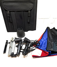Photo Studio Light Box Kit Portable Folding. 2 Lights. 2 Tripods. Backdrops.