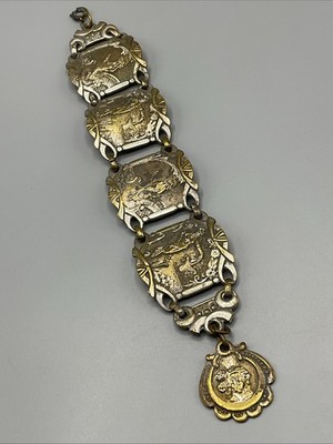 Vintage Don Quixote Spain Story Telling Link Panel Bracelet