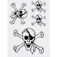 4 x 'Skull  Crossbones' Temporary Tattoos / Transfers TO00013582 