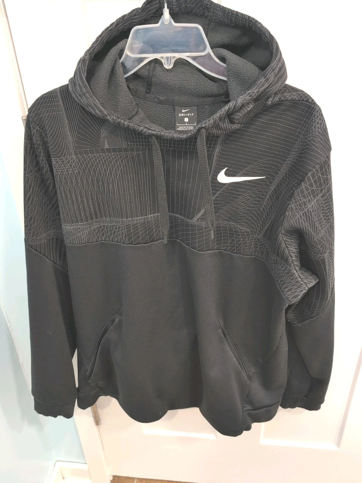 Nike Dri-Fit Therma Black Fleece Pullover Hoodie Size Large