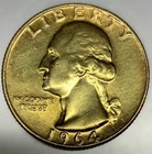 1964-D Washington Quarter 90% Silver Coin .9999 Gold Plated - 4069