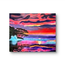 20 x 24 Original SEASCAPE Expressionism Handmade Signed  Colorful Abstract Art