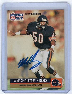 1991 BEARS Mike Singletary signed card Man of the Year Pro Set #5 AUTO Autograph