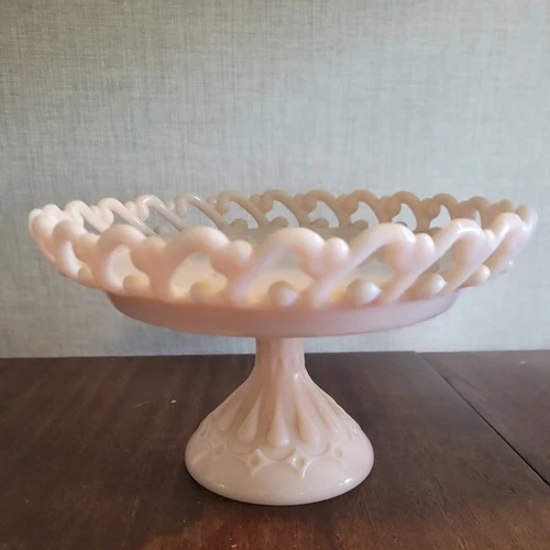 Vintage Fenton Pastel Pink Milk Reverse C Compote! EXCEPTIONAL & RARE BEAUTY!!A+