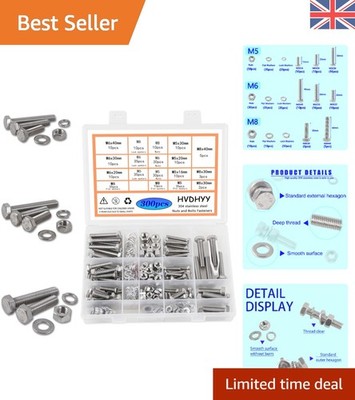 300-teiliges Edelstahl Muttern & Schrauben Kit - Genießen Sie Rostbeständigkeit & Haltbarkeit