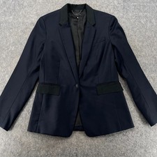 Rag  Bone Womens 100 Wool Jacket Blazer Navy Blue Size 10