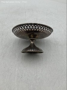 Sterling Silver Pierced Rim Monogrammed Serving Victorian Pedestal Dish