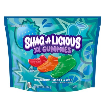 Shaq-A-Licious Xl Gummies Sneakers Fruit Flavored Chewy Candy, Bag 11.8 -PK of 3