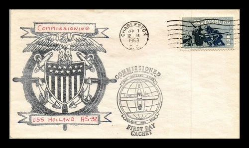 DR JIM STAMPS US NAVAL COVER USS HOLLAND AS-32 COMMISSIONING FIRST DAY CACHET