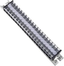 Barrier Terminal Strip Block DIN Rail 660V 15A Dual Rows 20Pack Covered