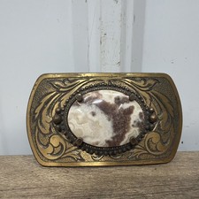 Vintage Brown Stone Brass Belt Buckle
