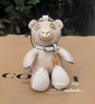 NWT Coach Collectible Bear Bag Charm In Signature Canvas CZ195