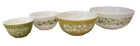Vintage 1970s Pyrex Spring Blossom Crazy Daisy  Nesting Bowls 4pc Set