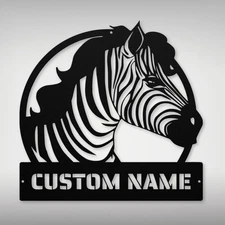 Personalized Zebra Head Metal Sign Custom Wild Animal Decor for Home Office Gift