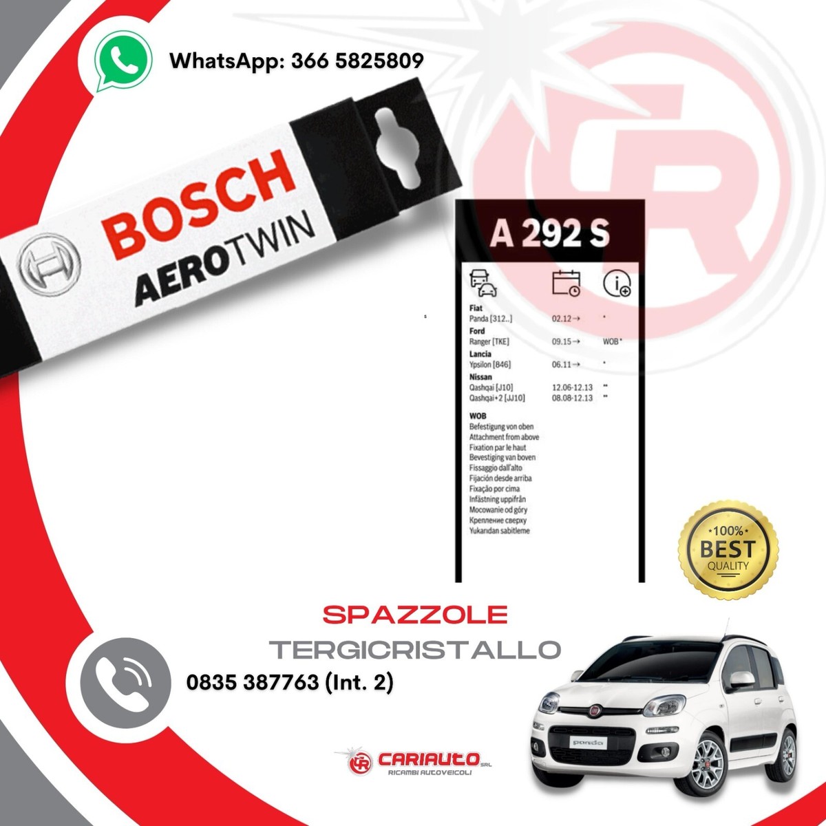 Spazzole tergicristallo FIAT PANDA 03-12 53 40 cm anteriori