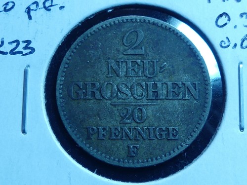 CK-23 : German STATES, Saxony-Albertine, 2 NEU GROSCHEN, 20 Pfennig , 1853 F - Picture 1 of 2