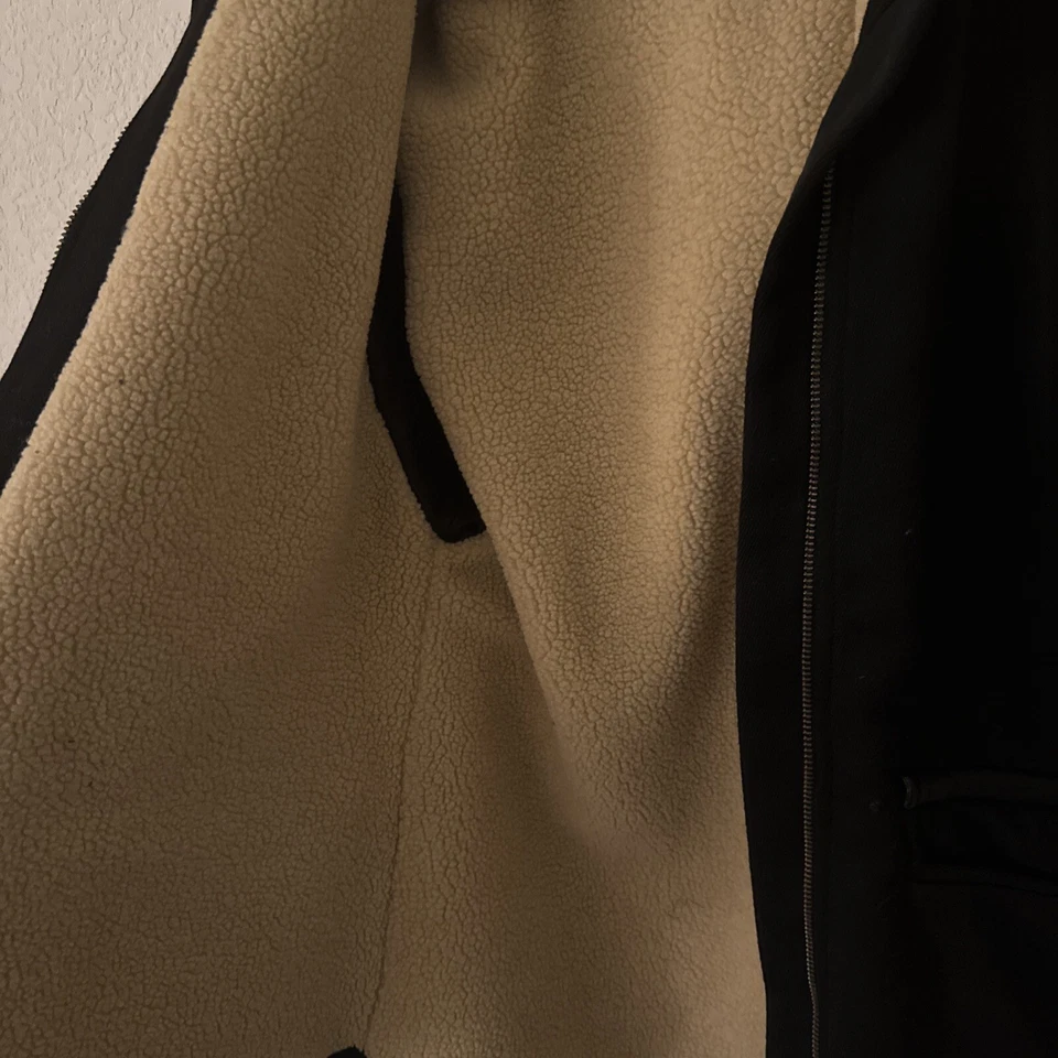 MAJE Abrigo trasero acampanado ribete cuero negro totalmente forrado FR36 S Foto 4 de 4