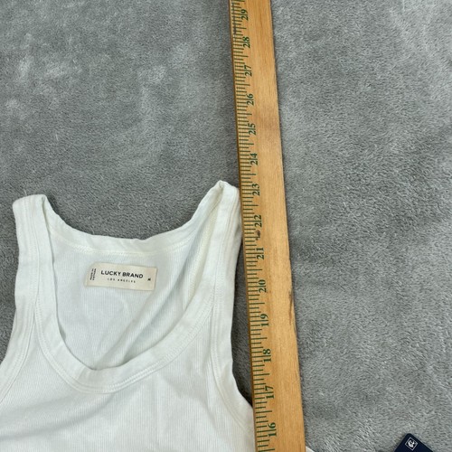 Lucky Brand White Ribbed Tank Top Medium Cotton/Elastane Blend NWT 4032 - Picture 6 of 9