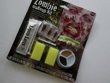 ZOMBIE Costume Makeup KIT Teeth Liquid Latex for Rotted Skin Effect Blood NOS