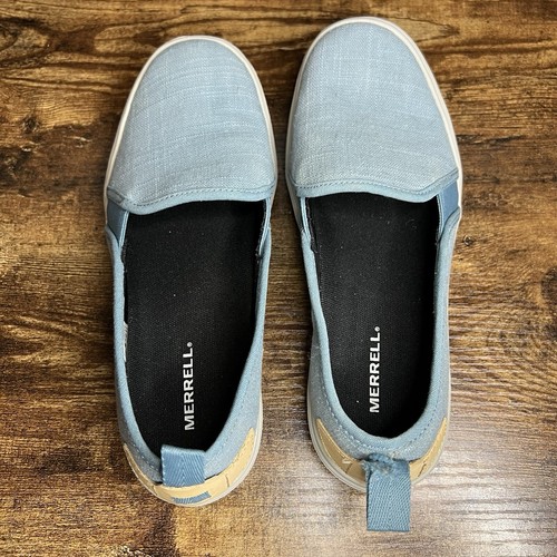Merrell Around Town Ada Moc Canvas Slip On Sneaker Blue Smoke Shoe Women's 6 - Picture 8 of 12