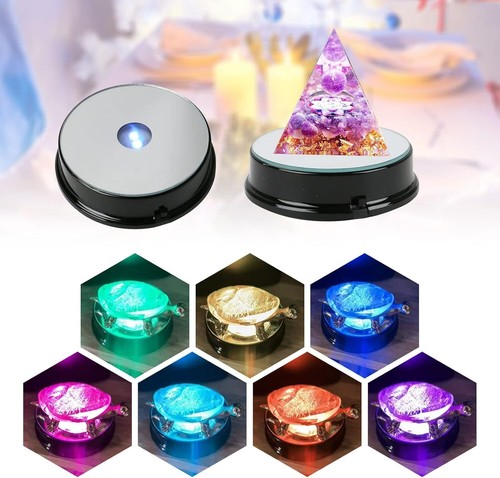 4PCS LED Light Color Changing Glass Crystal Display Base Stand Decoration Art US - Picture 9 of 15