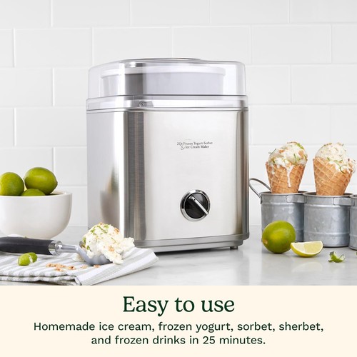 2QT Ice Cream Maker Machine for Homemade Gelato & Frozen Yogurt, Silver - Picture 2 of 8